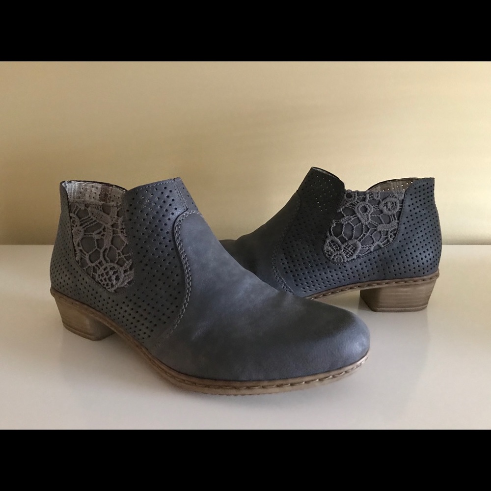 RIEKER blue ankle boots, 38/7.5